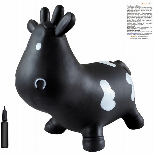 AppleRound Black Cow Bouncer with Hand Pump - Click Image to Close