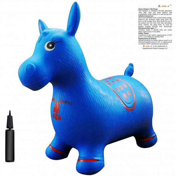 AppleRound Blue Horse Hopper with Pump - Click Image to Close