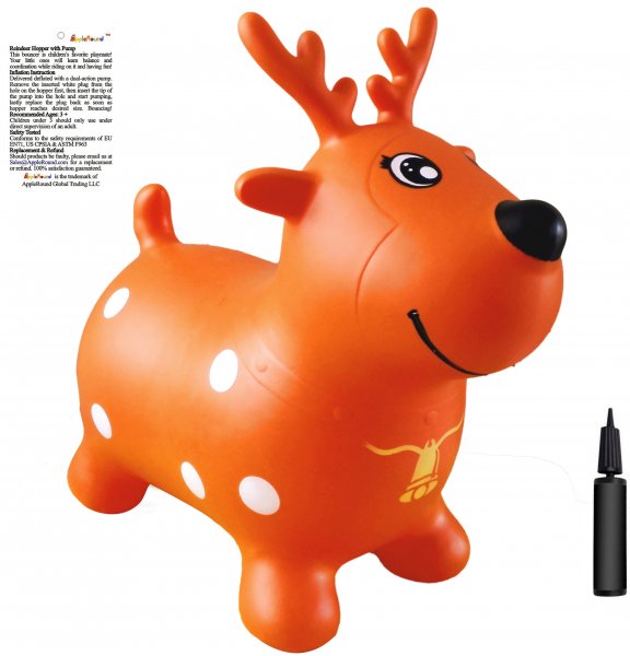 AppleRound Orange Reindeer Bouncer with Hand Pump - Click Image to Close